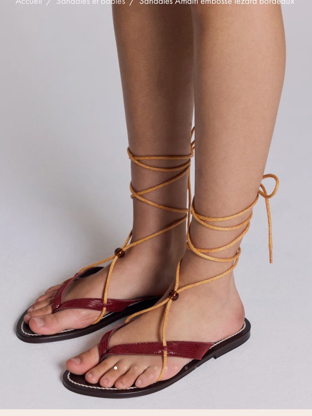 Balzac Paris K Jacques Women's Lace-Up Thong Sandals in Burgundy